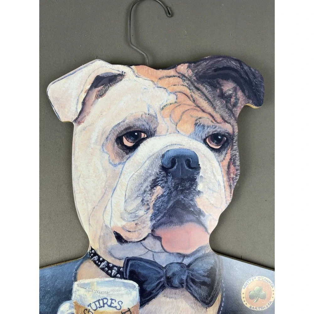 Annie Rhinehart Irish Pub Bulldog Wooden Hanger Stupell Art Vintage